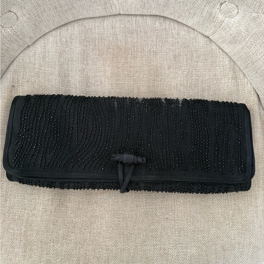 Elegant Black Beaded Clutch